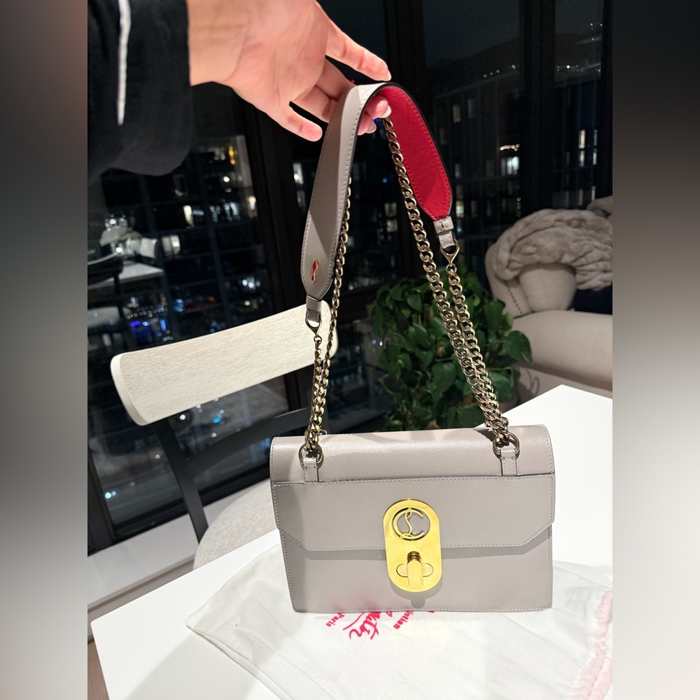 Christian Louboutin Gray and Red Shoulder Bag.